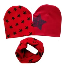  New Kids Hat and Scarf Cotton Baby Hat set Autumn Winter Children Cap Scarf Warm Neck Collar Baby Beanies Cap with Scarf 