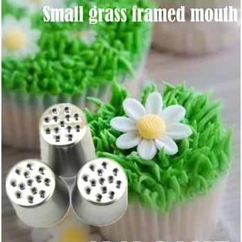 

3PC Cake Grass Cream Decorating Tips Set Nozzle Cupcake Head Cake Decorating Tools Pastry Tools Stainless Steel Piping Icing