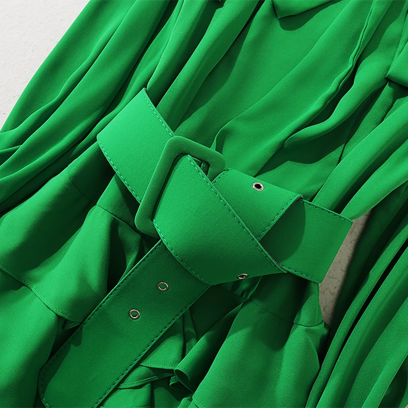 AELESEEN Runway Fashion Green Dress Designer