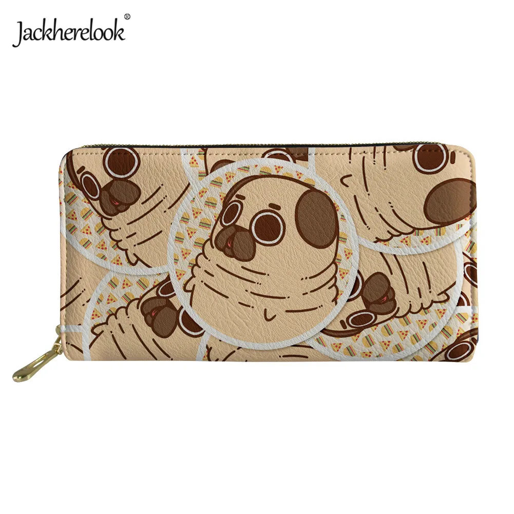 Jackherelook, новинка, женский кожаный кошелек, милый, забавный, мопс, Puppies, женский, монета, карман, держатель для карт, дамский розовый кошелек на молнии - Цвет: HMC360Z21