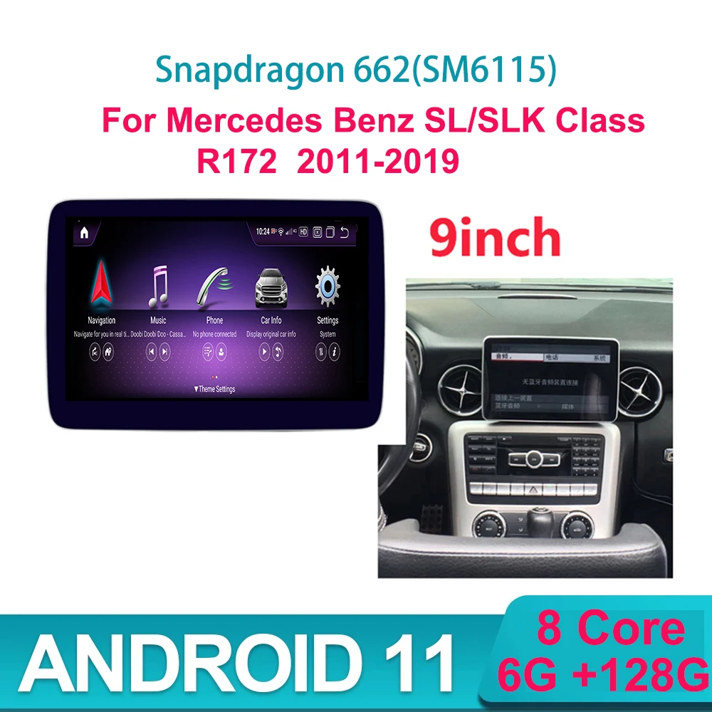 

9" Android 11 8 Core 6+128G for Mercedes Benz SLK SL SLC Class R172 2011-2019 Car multimedia radio GPS Navigation Bluetooth