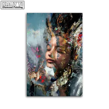 

Diamond Embroidery Diamond Mosaic Woman Portrait 5d Diy Diamond Painting Abstract Photo Cross Stitch Full Square Painting Art