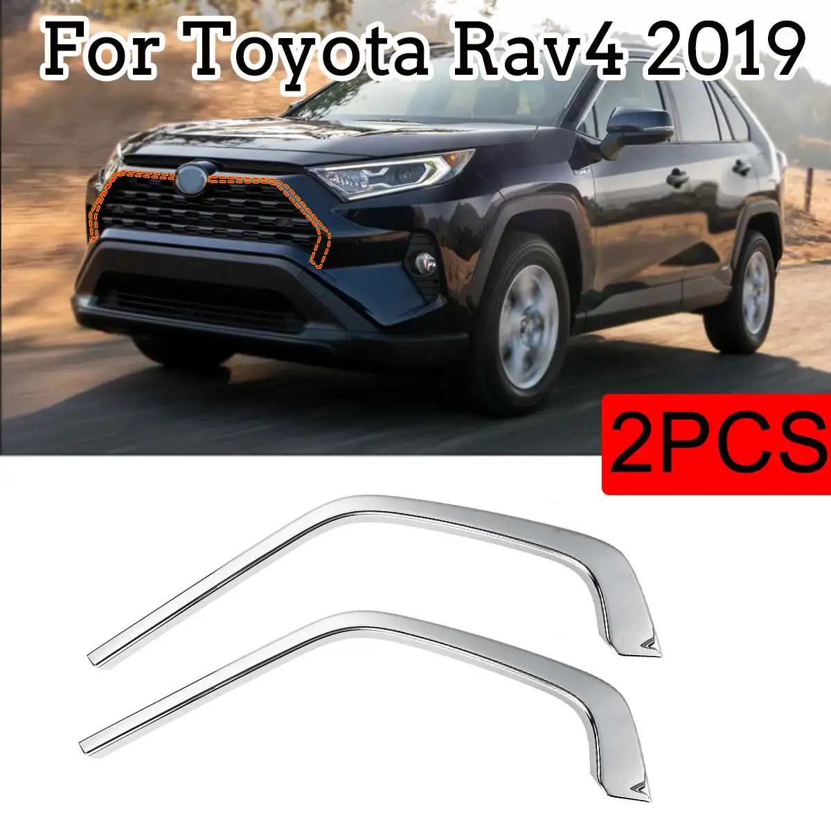 2 шт. наклейки для стайлинга автомобиля Toyota RAV4 2019 2020 ABS Хромированная передняя