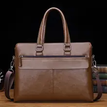 Мужская деловая однотонная сумка, портфель из искусственной кожи через плечо