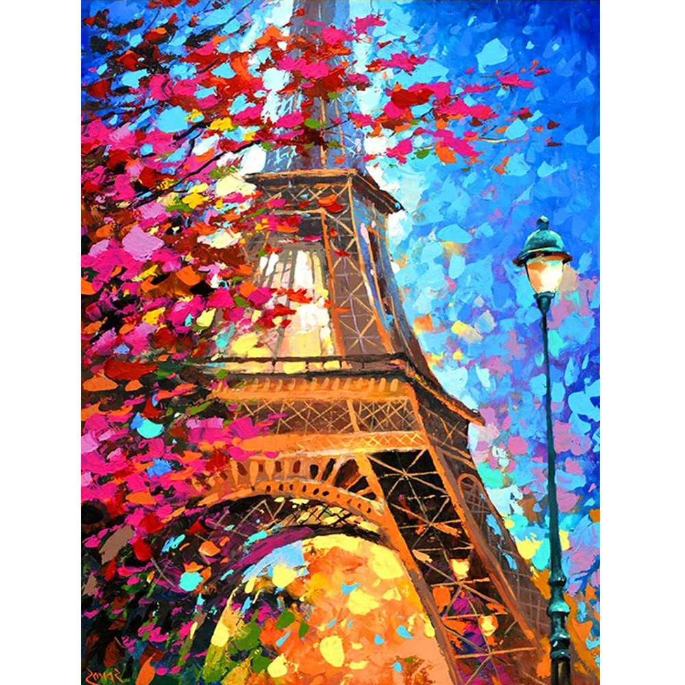 

Пейзаж Цветы башня 11CT Вышивка крестом узоры рукоделие ручная работа вязание домашний декор акции нить