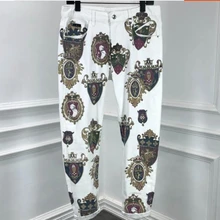 20ss Весна новое поступление дизайнерские королевские принты брендовая известная одежда джинсы длинные штаны для мужчин