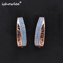 Isholee/Новинка, розовое золото 585, Синий Циркон, нерегулярные пустотелые серьги гвоздики для женщин, модные простые вечерние серьги, роскошные ювелирные изделия esp80