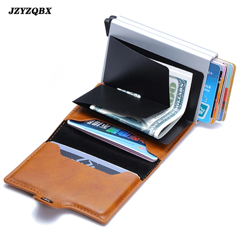 

Men's Wallet RFID Wallet Multilayer Business Card Holder Purse Aluminum Alloy Automatic Pop-up Passport Holder Purse