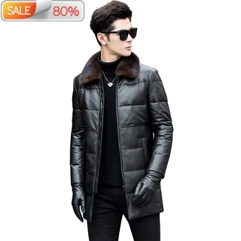 

Genuine Leather Winter Duck Down Jacket Men Sheepskin Coat Mink Fur Collar Chaqueta Cuero Hombre A027 B21503