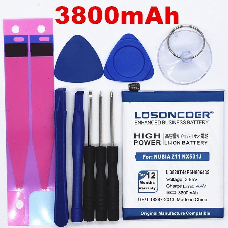 

100% Original LOSONCOER Li3829T44P6h806435 3800mAh For ZTE Nubia Z11 NX531J M2 Lite M2 Youth Edition M2 Play NX907J Battery