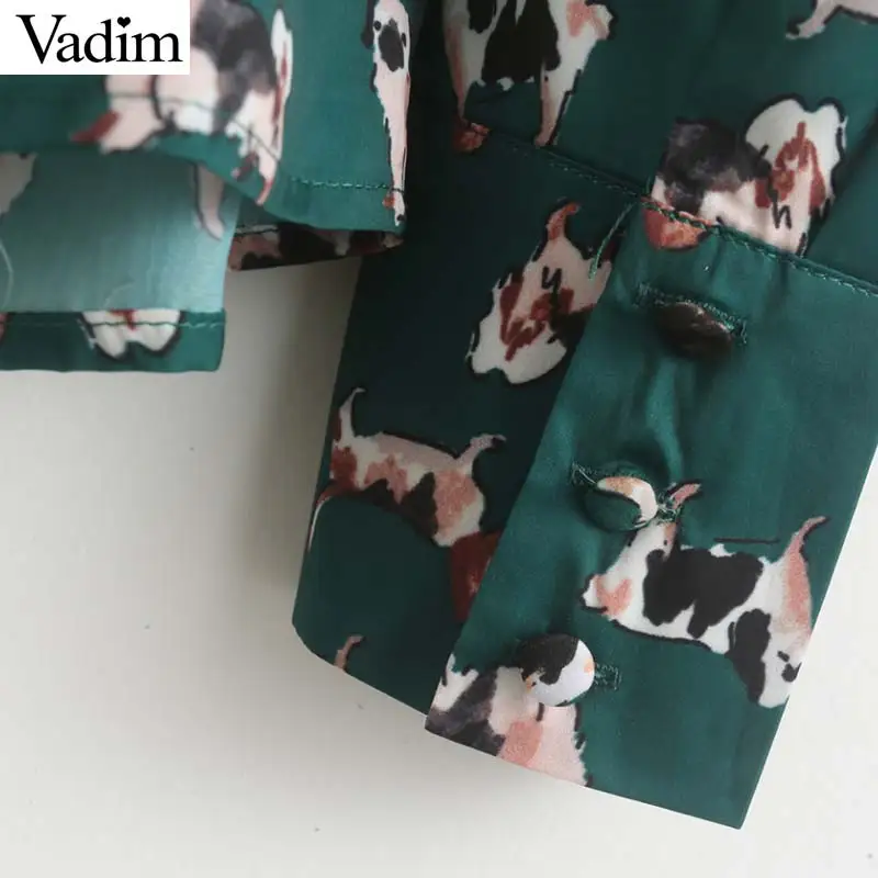 Vadim женские милые принтованные блузки галстук-бабочка отложной воротник с длинным рукавом рубашки женские консервативный стиль милые топы blusas LB537