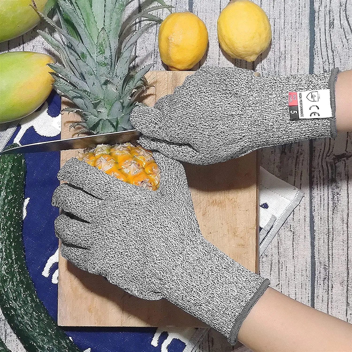 Anti Cut Gloves Protective Gloves Safety Gloves 2pcs Cut Resistant Gloves Food Grade for Oyster Shucking Fish Slicing Meat Wood Carving
