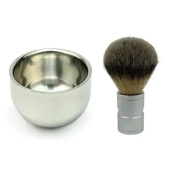 

2pcs Shaving Bowl Brush Shave Cream Cup Double Layer Deep Cleaning Stainless Steel Bowl Nylon Brush Mug for Men Adults