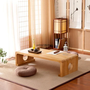 

Simple Japanese Style Simple Solid Wood Tung Wood Table Computer Table Bay Window Coffee Table Retro Chinese Student Table