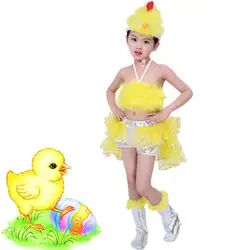 Детская футболка для мальчиков и девочек, костюмы животных для косплея желтый цыпленок утка Косплэй костюм для выступления; школьная