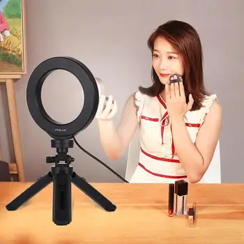 

4.7"/6.2" Selfie Ring Light with Desk Tripod Stand 360-degree Rotatable Ball Head Stabilizer Dimmable USB Ring Light for Photogr