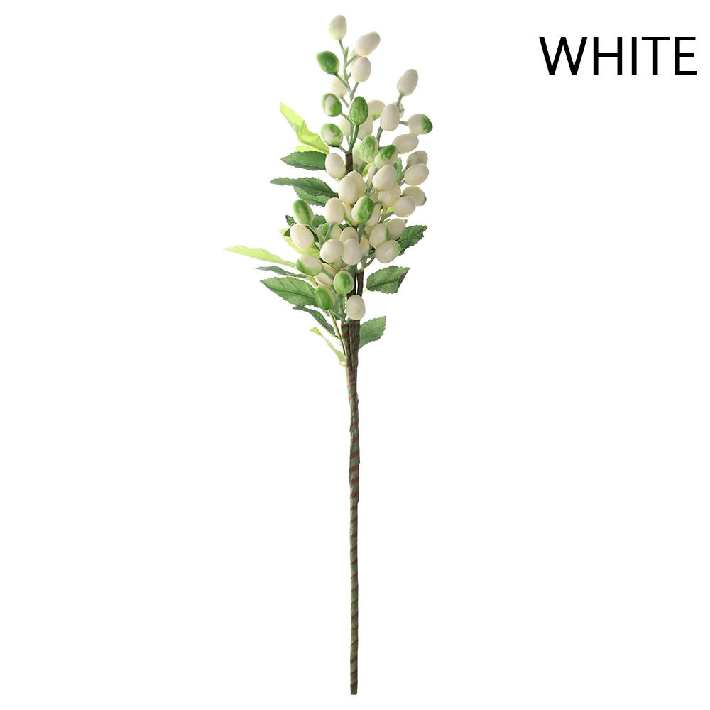 Молочно-Белый 39cm Fake Olive Fruit Bean Branch Flowers For Christmas Artificial Plant Berry Flowers For Wedding Home Room Wall Decoration - Цвет: Молочно-Белый