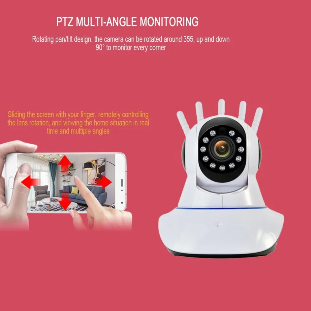 Wi-Fi 720p Безопасность IP Pan Tilt камера беспроводная IR 360 градусов с 5 антеннами 110 V-240 V детская камера