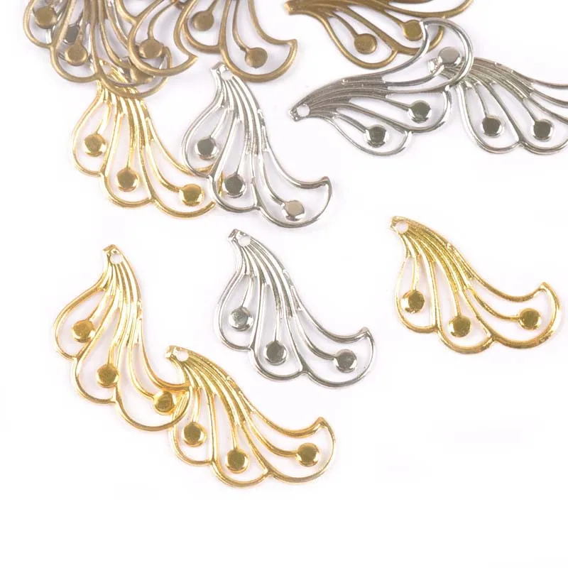 3 색 꽃 선조 랩 커넥터 DIY Embellishments에 대 한 금속 공예 수공예 스크랩북 만들기 50Pcs 43x21mm yk0765