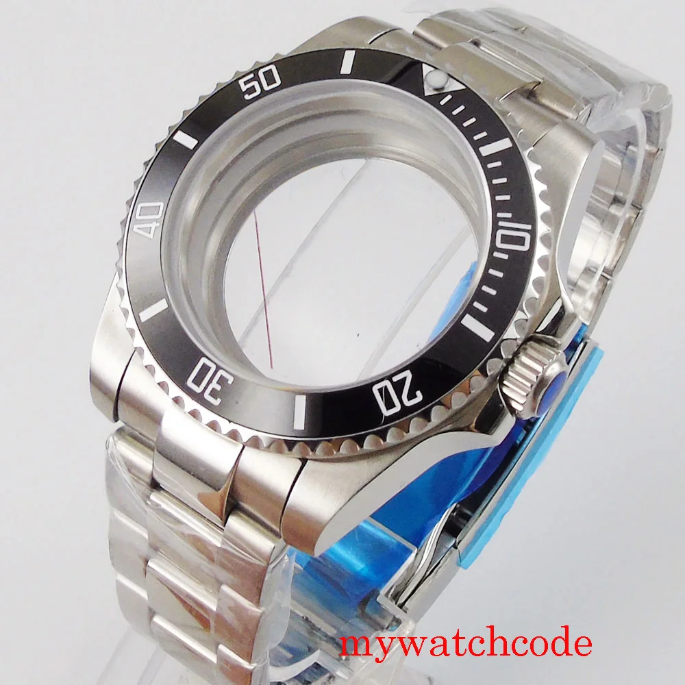 

40mm bliger stainless steel watch case fit NH35 NH36 movement sapphire glass oyster bracelet rotating bezel
