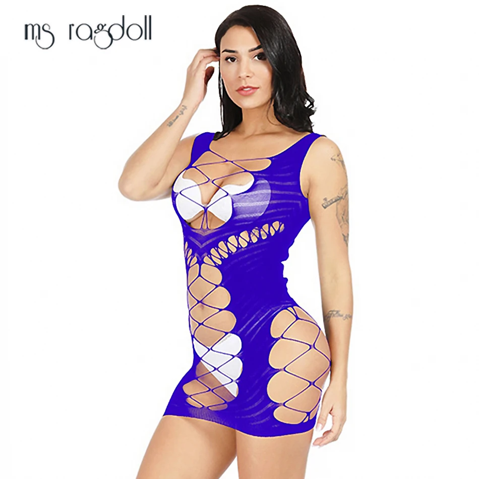 Женское ажурное нижнее Белье Ms Ragdoll откровенное Эротическое платье в сеточку
