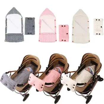 

Newborn Baby Sleeping Bags Infant Button Knit Swaddle Wrap Swaddling Stroller Wrap Sleeping Bag And Stroller Windproof Gloves