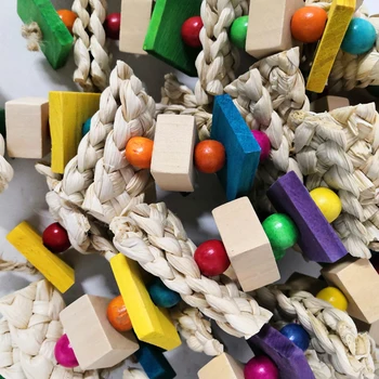 

Blocks Knots Funny Cage Pendant Durable Pet Supplies Natural Wood Hanging Decoration Colorful Teeth Grinding Parrot Chewing Toy