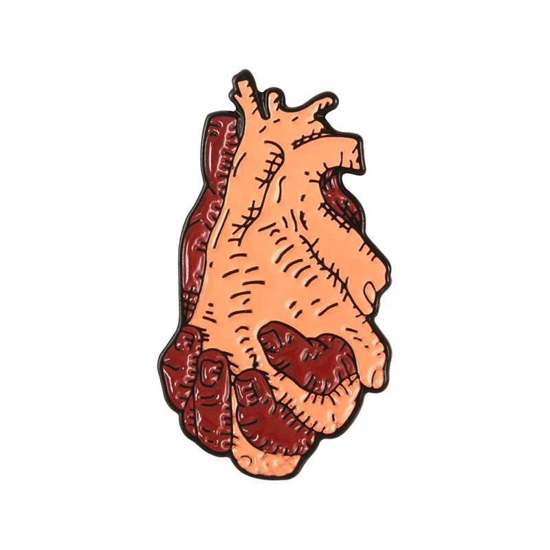 19style, анатомическая эмалированная брошь в форме сердца, медицинская анатомия, брошь в форме сердца, неврология, булавки для врача и медсестры, нагрудные булавки, сумки, значок, подарки - Окраска металла: 18