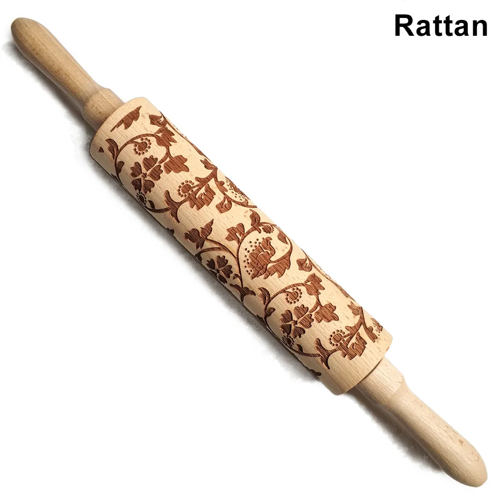 Rattan 1 шт. деревянная Скалка тиснение выпечки Рождество Лось печенье лапша бисквит Фондант MF999 - Цвет: Rattan