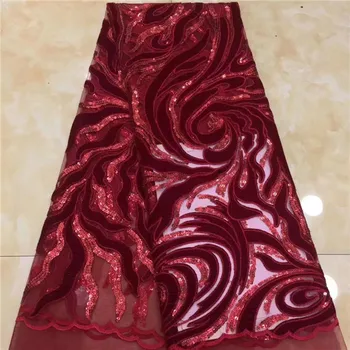 

Latest African Velvet Lace Fabric 2019 High Quality African French Net Laces With velvet Embroidery Tulle Lace For weddin