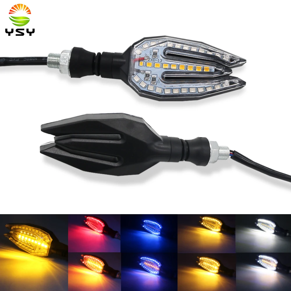 

YSY 2pcs Universal LED Motorcycle Turn Signal Light 12v Amber Indicator Blinker Rear Lights Lamp Accessories Dual color