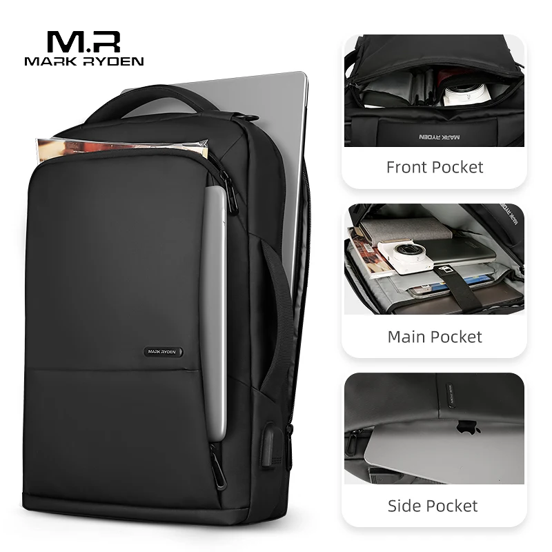 Mark Ryden Travel Backpack Large Capacity Teenager Male Mochila Anti-thief Bag USB Charging 15.6 inch Laptop Backpack Waterproof