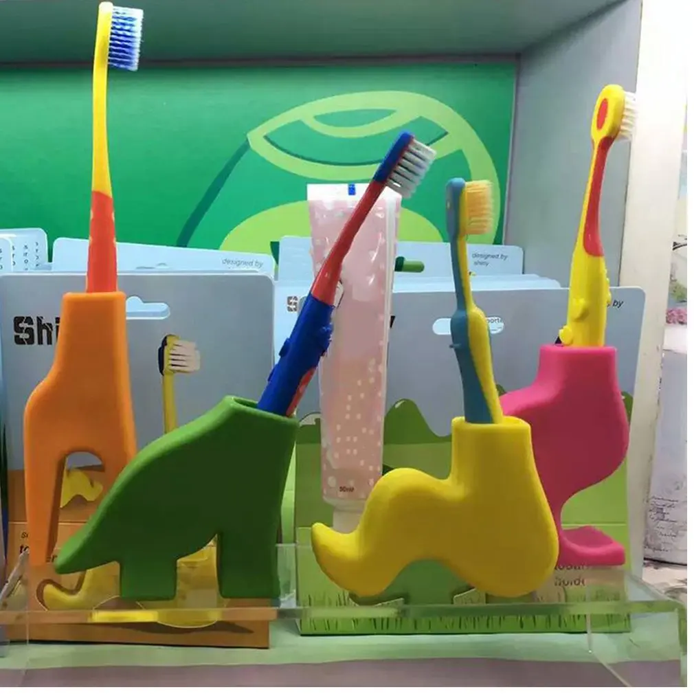 

Lovely Silicone Toothbrush Holder Stand Cute Cartoon Design Tooth Brush Storage Organizer Bathroom Accessory For Kids