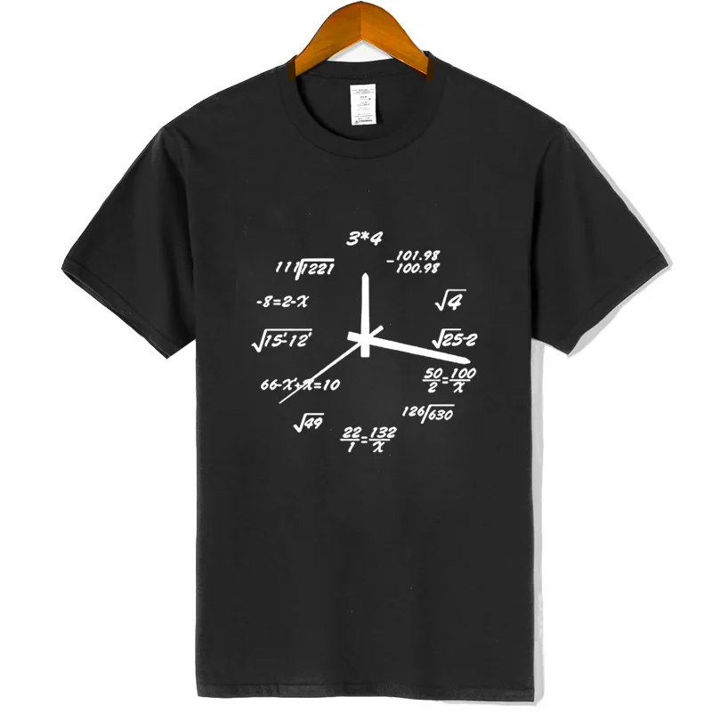 Мужская футболка из хлопка с принтом математических формул, забавная Мужская футболка, повседневная мужская футболка с коротким рукавом и круглым вырезом, крутая Мужская футболка - Цвет: Black