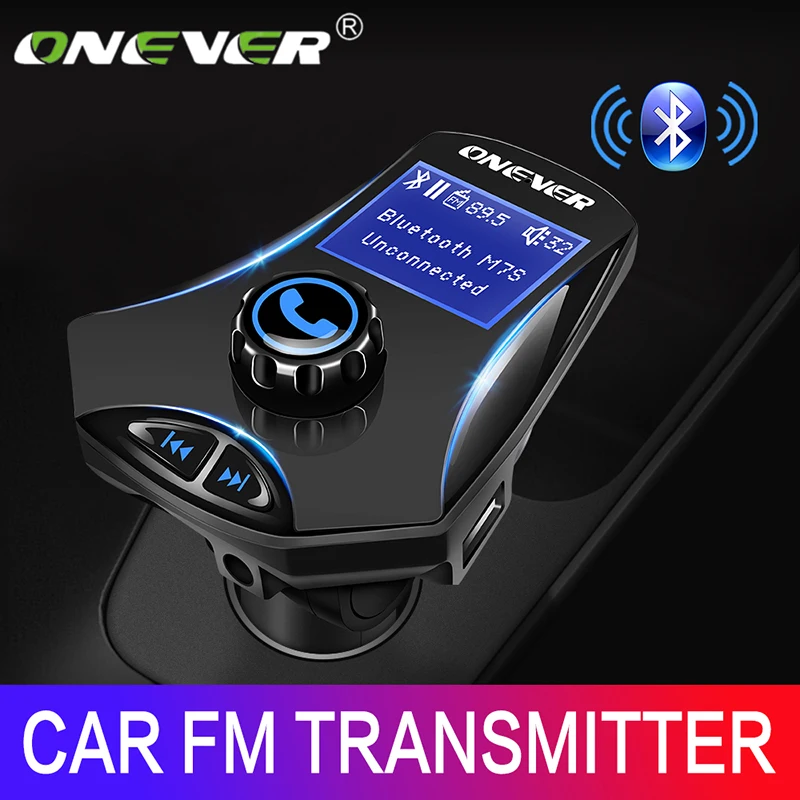 

Onever FM Transmitter Bluetooth Car Kit MP3 Radio Player Aux Modulator Wireless Handsfree LCD Display Car Charger DIS