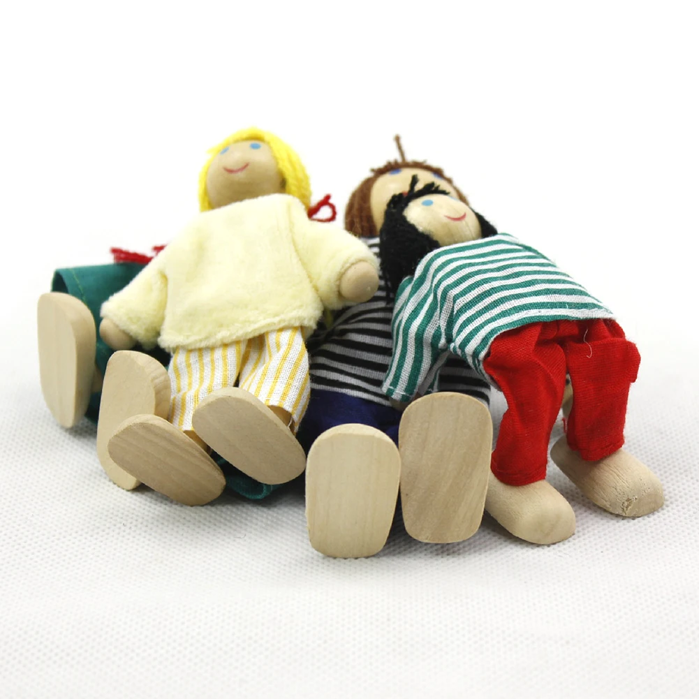 Kids Small Wooden Toys Set Happy Family Dolls Figures Dressed Characters Children Kids Gifts Pretend Play Toy 4 Kids Small Wooden Toys Set Happy Family Dolls Figures Dressed Characters Children Kids Gifts Pretend Play Toy 4