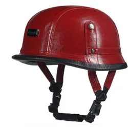 Ready In Stock Motorcycle Red German Half Face Helmet Chopper Cruiser Biker M/l/xl Red Pu Leather