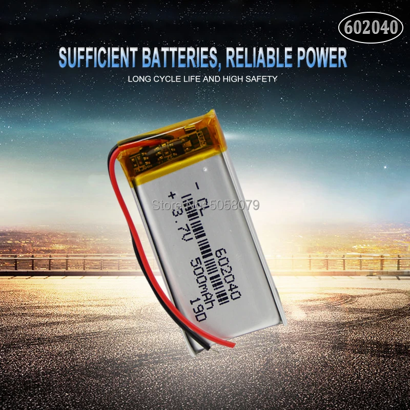 10pcs 602040 3.7V 500mAh Lithium Polymer li-ion Rechargeable Battery For GPS MP3 MP4 MP5 Car DVR Tachograph headphone