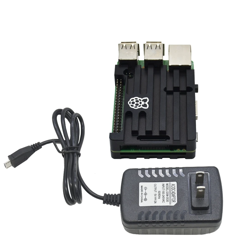 3 в 1 для Raspberry Pi 3 Model B+(Plus) плата+ Cnc алюминиевый чехол+ 5 В 3 А адаптер питания с Wifi и Bluetooth