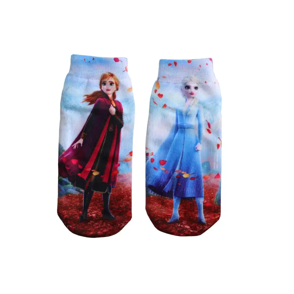 4pair/bag New Anna Elsa Cars3 Cotton Boys Girls Socks 3D Princess Print Socks Kids Cartoon Children Kids Funny Socks 3