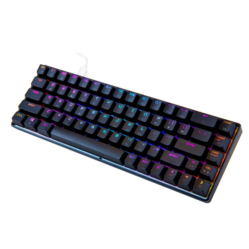 

68-Key Mechanical Keyboard RGB Backlit Wired Gaming Keyboard Extra-Thin & Light 18 Kinds Of Lighting Green Shaft
