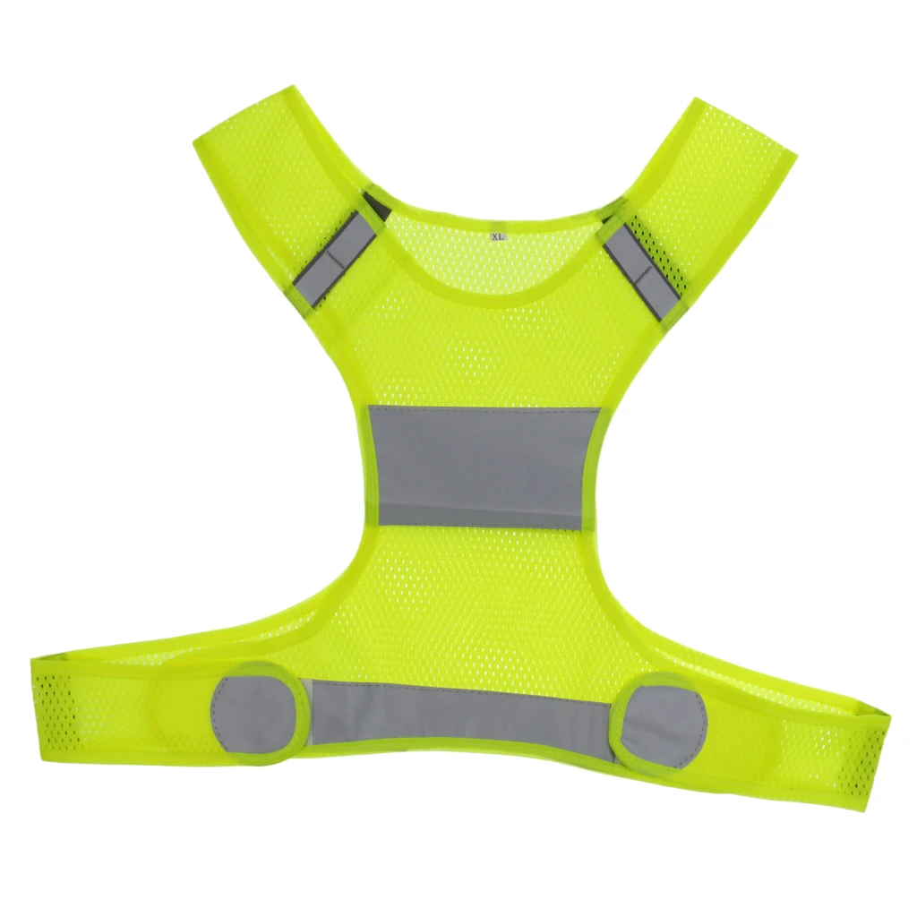 Регулируемый безопасный светоотражающий жилет с высокой видимостью, куртка для ночного бега - Цвет: Fluo Yellow
