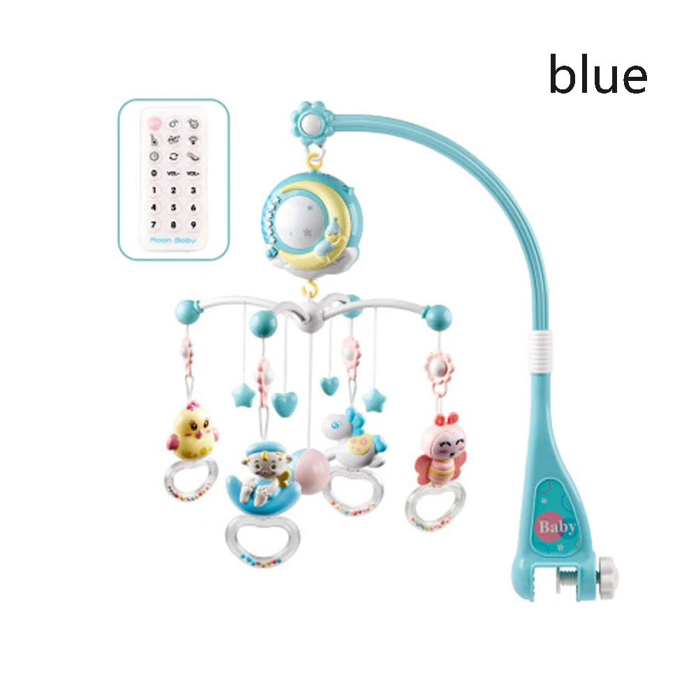 Симпатичные Детские кроватки мобильных телефонов погремушки игрушки Bed Bell карусель музыкальная шкатулка проекция для детей возрастом от 0 до 12 месяцев новорожденных успокаивать младенцев игрушки - Цвет: blue