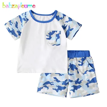

2PCS Summer Clothes Sport Toddler Outfits Fashion Cotton Baby Boys T-shirt+Casual Print Shorts Boutique Kids Clothing Set BC1858