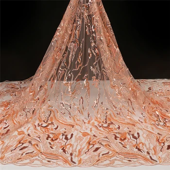 

2020 Latest French Nigerian Laces Fabrics High Quality handmade beaded Tulle African Laces Fabric for Wedding dress