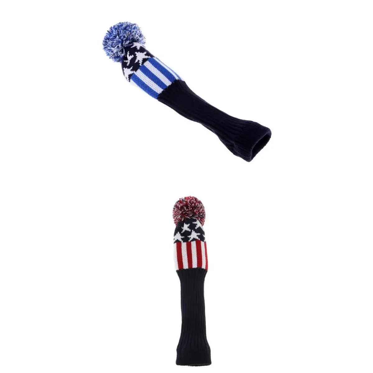 2Pcs Golf Headcovers for Driver Fairway wood Knitted Pom Pom Head Cover Golf Accessories Blue and Red