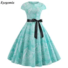 Женское летнее платье цветочный принт Ретро Винтаж 1950s 60s Повседневные Вечерние платья для офиса рокабилли платья размера плюс Vestido Mujer