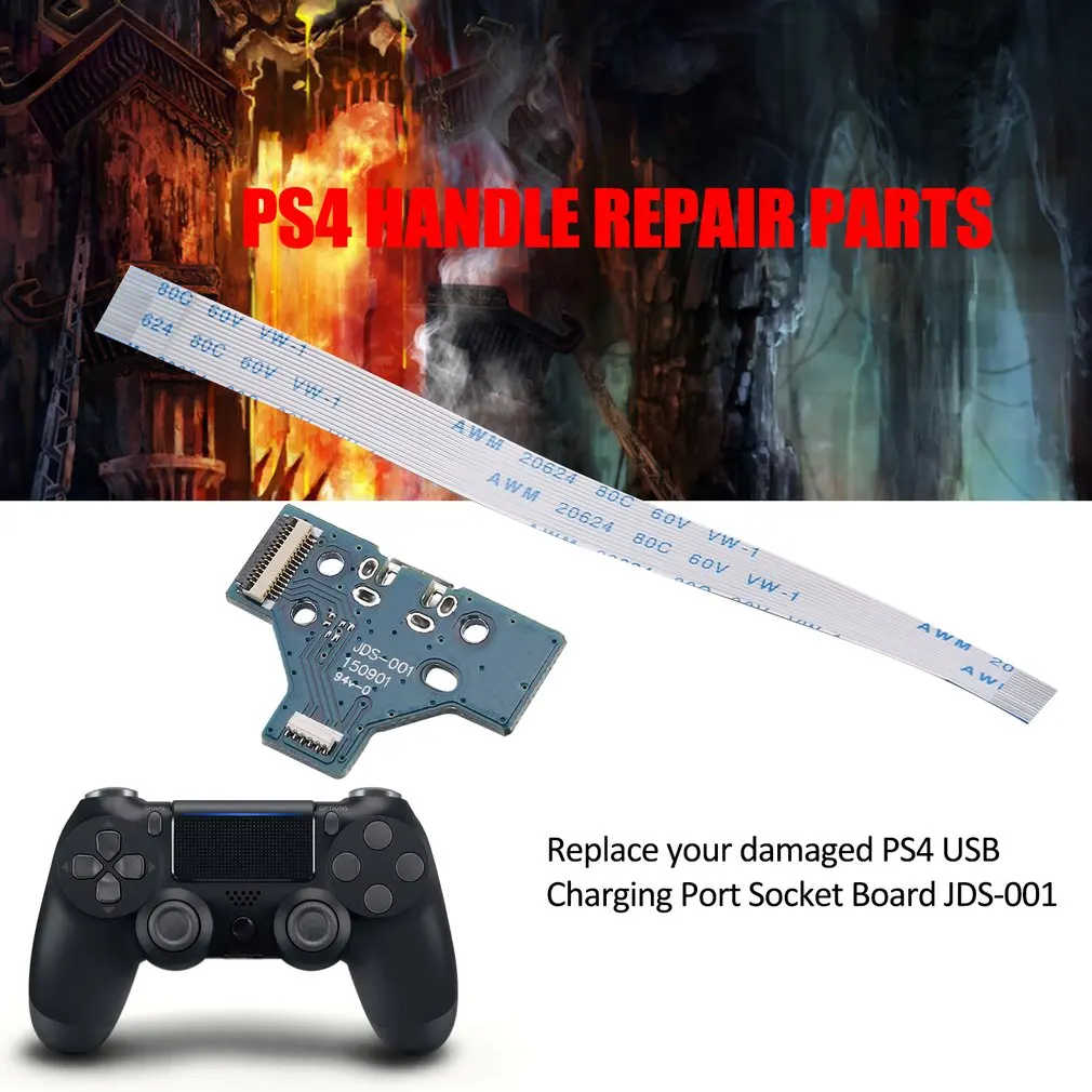 overrasket Sund og rask centeret Cable USB Charging Port Socket Board with 14 Pin for Playstation 4 for PS4  Controller Replacement Parts Sony 0.01kg BSIDE