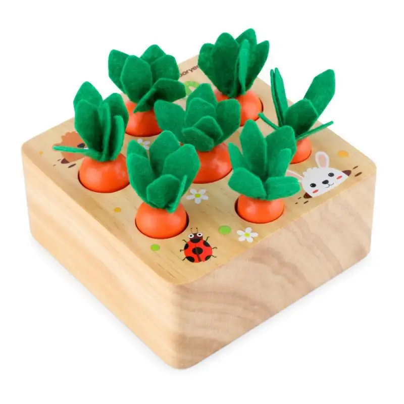 Montessori Toy Wooden Toys Pulling Carrot Shape Matching Size Cognition Baby Toy Educational Toy For Children Kids Gift Dropship
