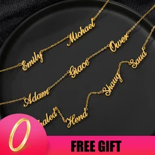 Custom 1-6 Multiple Names Necklace Personalized Stainless Steel Family Numbers Nameplate Pendant Necklace Jewelry Mom Dad Gifts